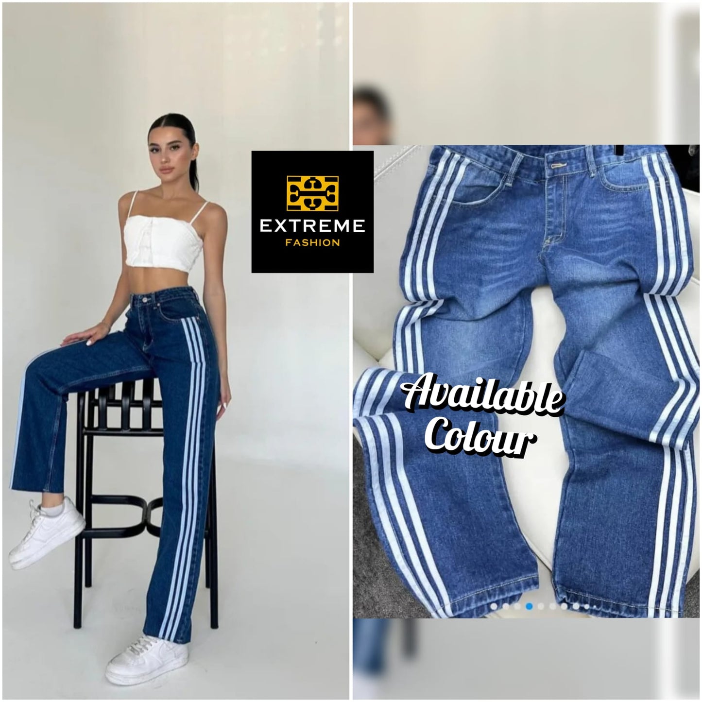 stripe detailed boyfriend jean