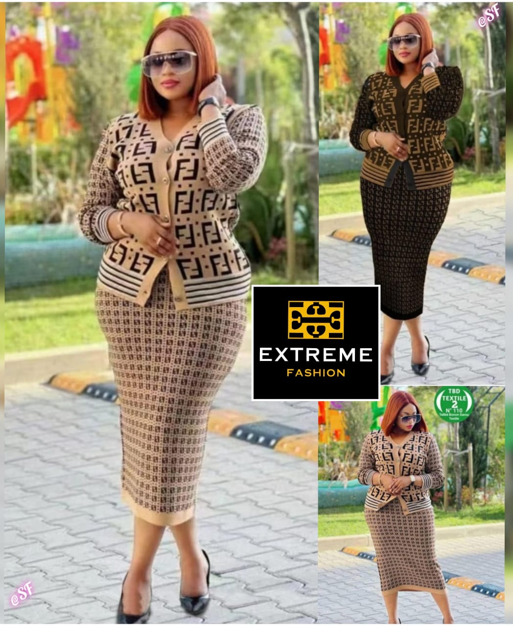 knitted print 2pc set