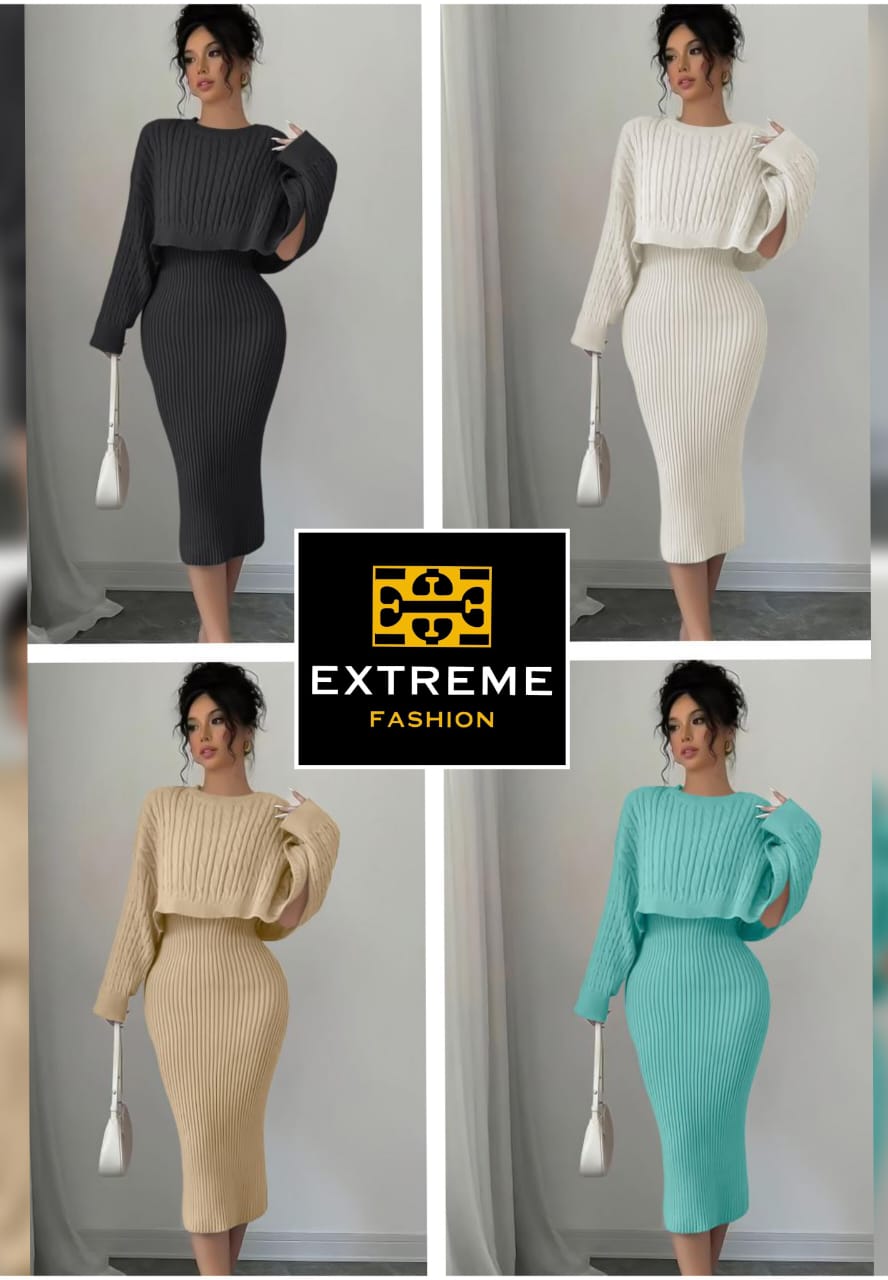 knitted bodycon 2pc dress