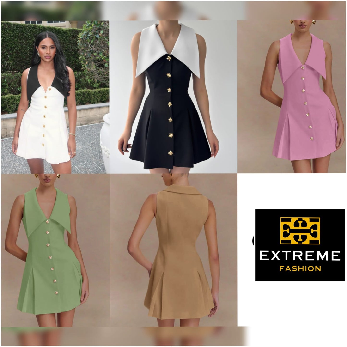 turn down color mini dress