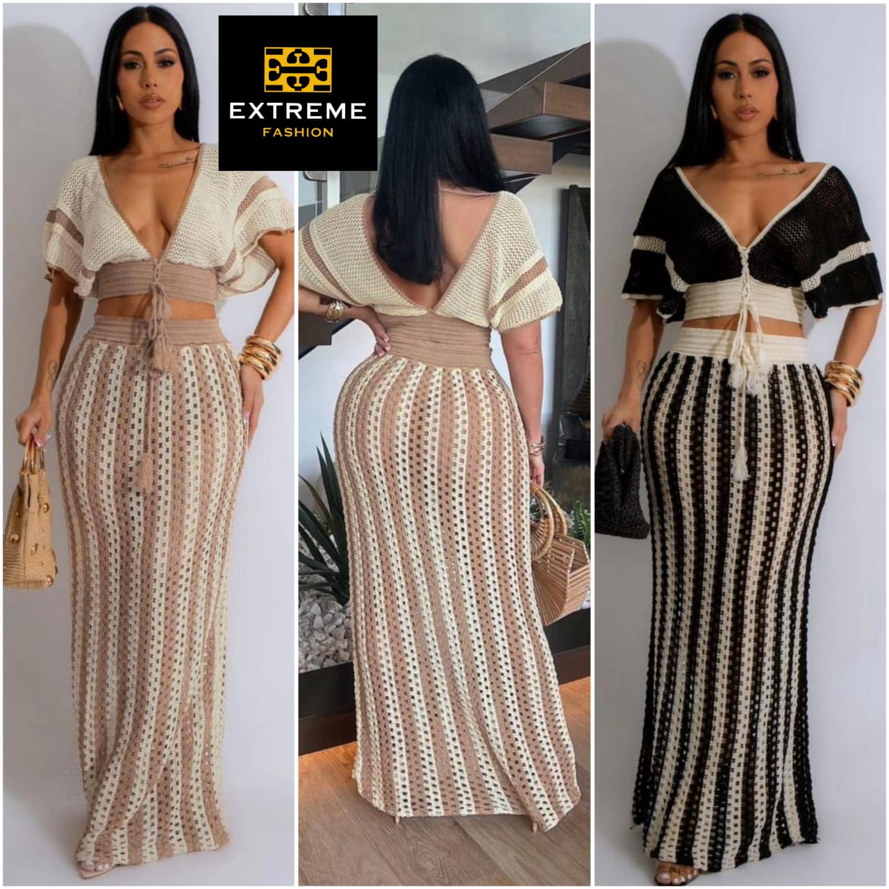 knitted see through 2pc set