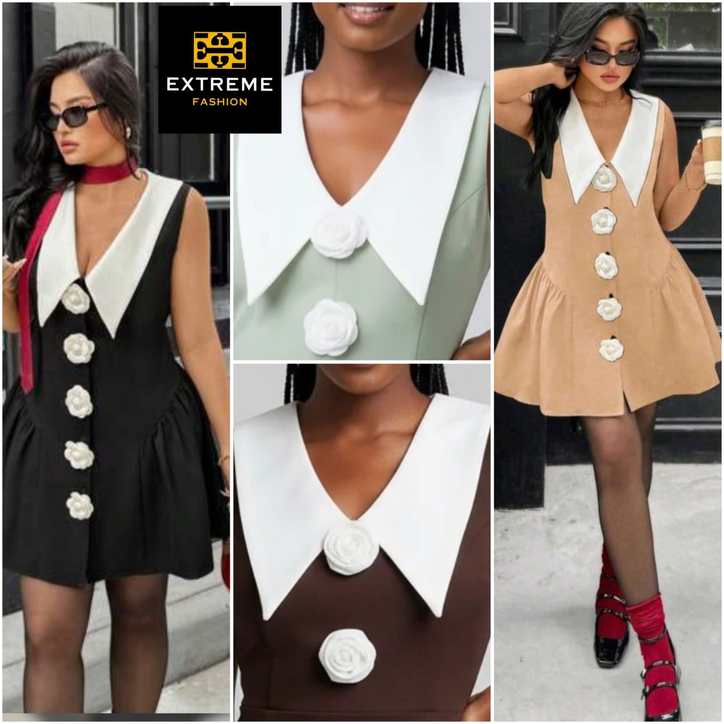 turn down color mini dress