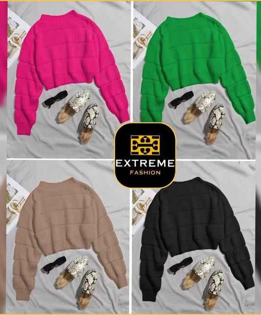 long sleeve knitted crop jersey