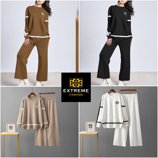 knitted detailed strip 2 pc set