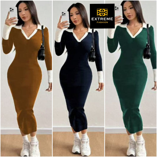 long sleeve knitted dress