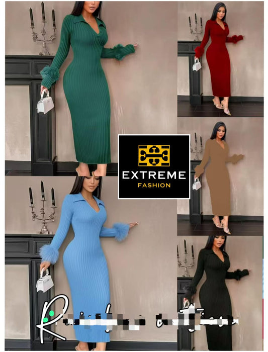 long sleeve knitted bodycorn dress