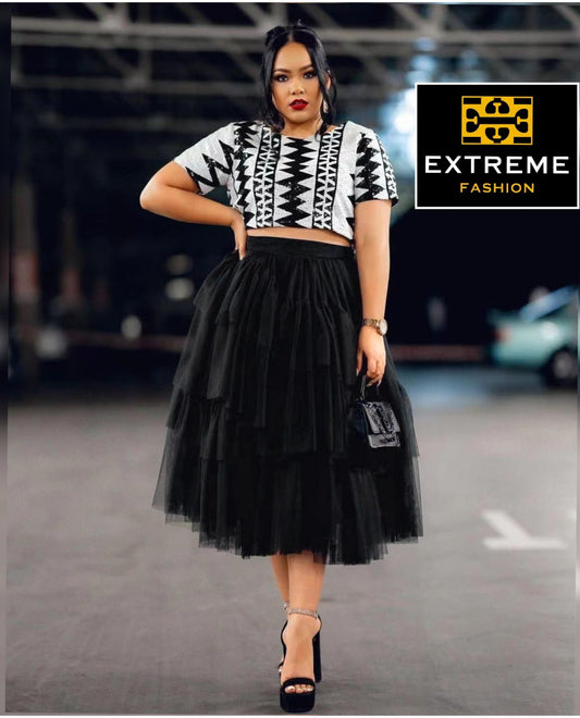 tutu skirt cropy 2pc set