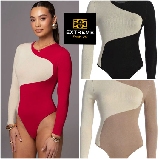 knitted long sleeve bodysuit