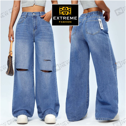 high waist ripped boyfriend jean