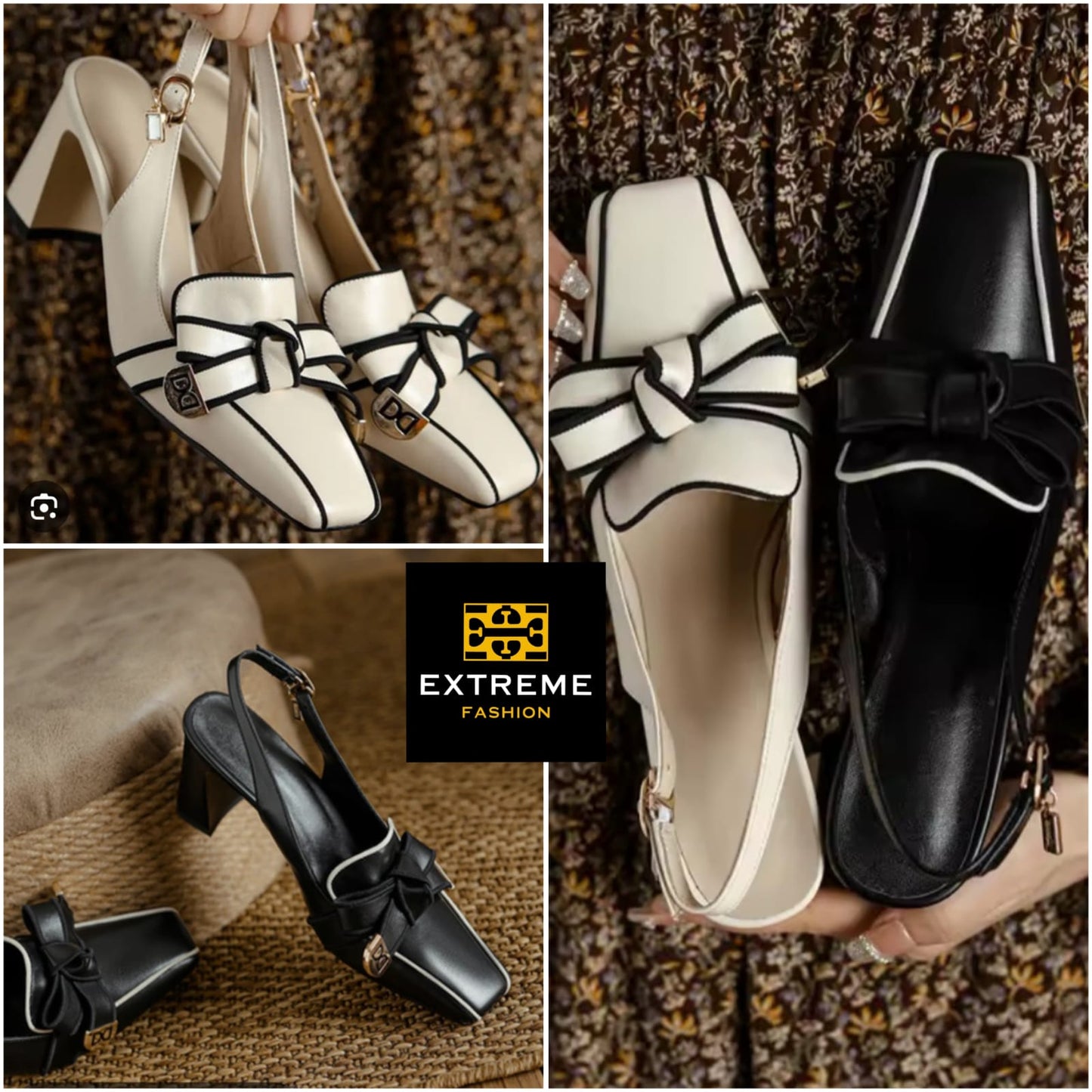 vintage bowtie block heel