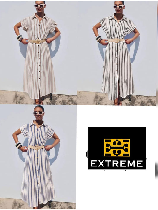 stripe detailed shirt dress