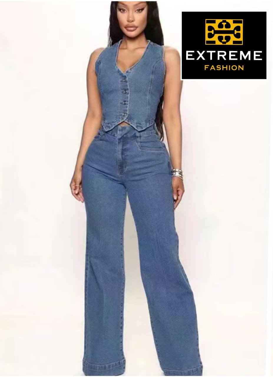stretch denim 2pc set