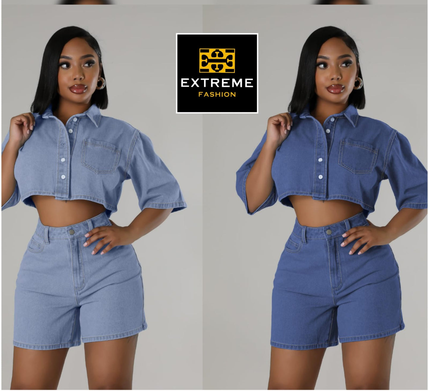 mini  denim 2pc short