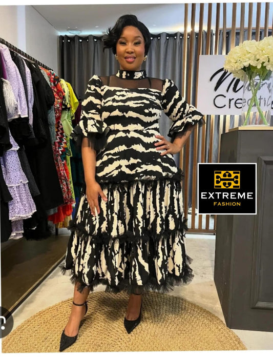 multi layer printed dress