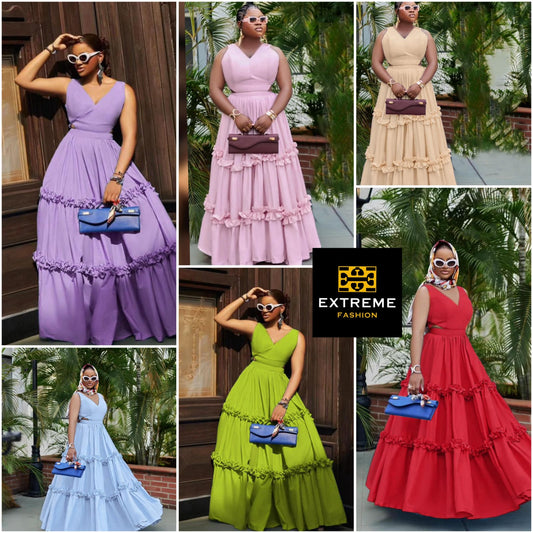 v neck elegent maxi dress