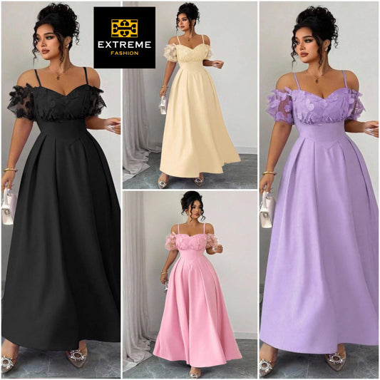 tiny strap off shoulder dress