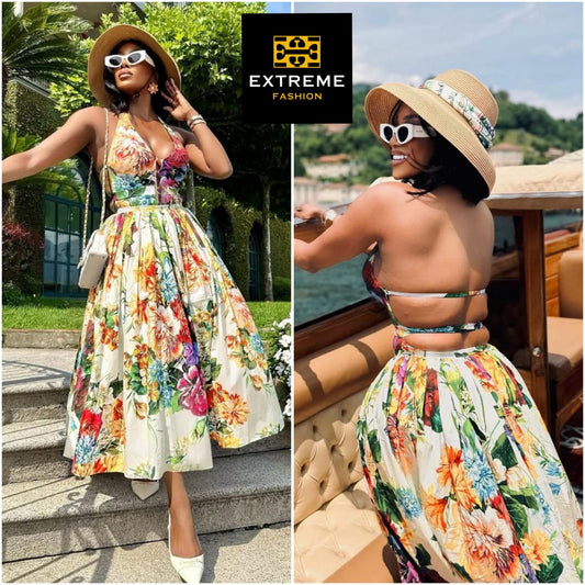 backless floral dress